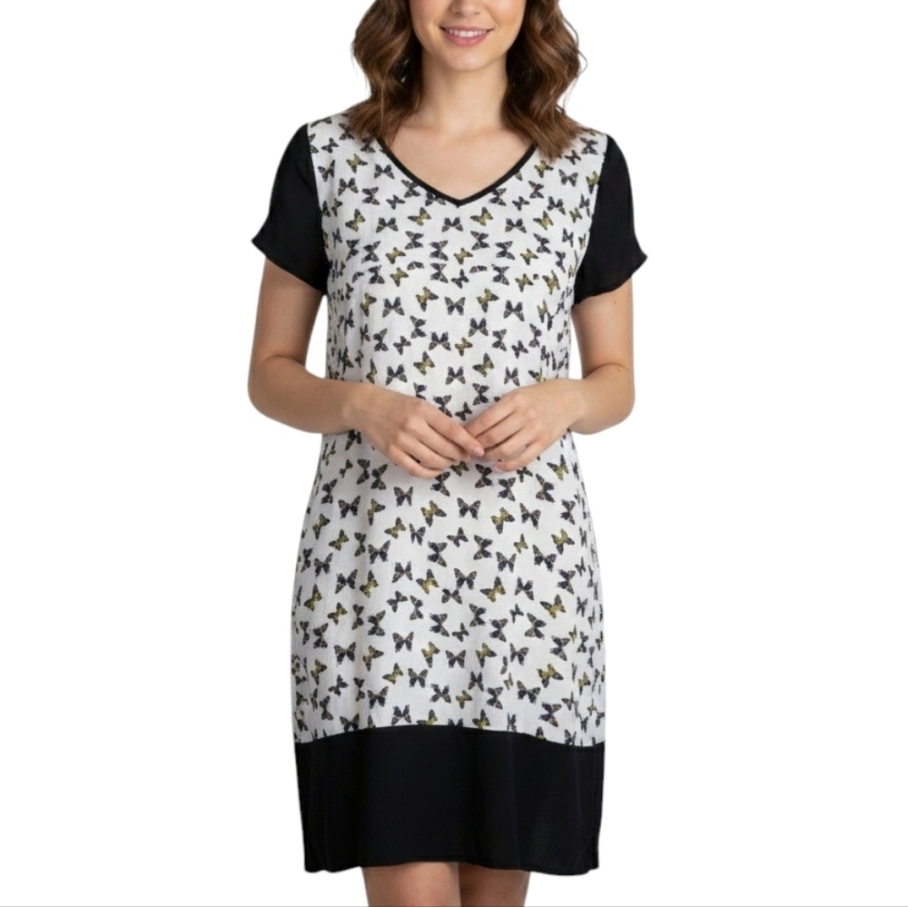 Sisley Butterfly Dress White Feminine Flowy Women Large Lightweight
